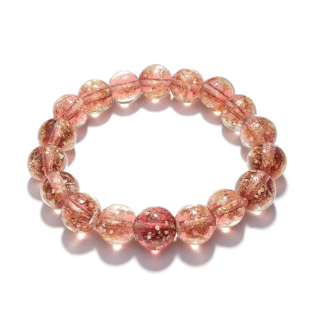 Bracelet De Perles Extensibles En Verre Luciole Marron, Brillant Dans Le Noir, Bracelet Lumineux - votrecollierprenomfr