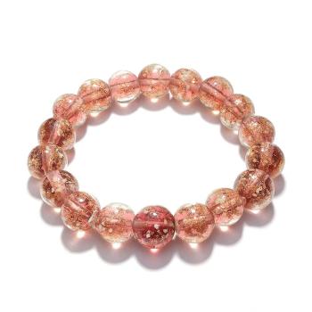Bracelet De Perles Extensibles En Verre Luciole Marron, Brillant Dans Le Noir, Bracelet Lumineux - votrecollierprenomfr