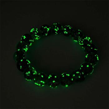 Bracelet De Perles Extensibles En Verre Luciole Vert Paon, Brille Dans Le Noir, Lumineux - votrecollierprenomfr