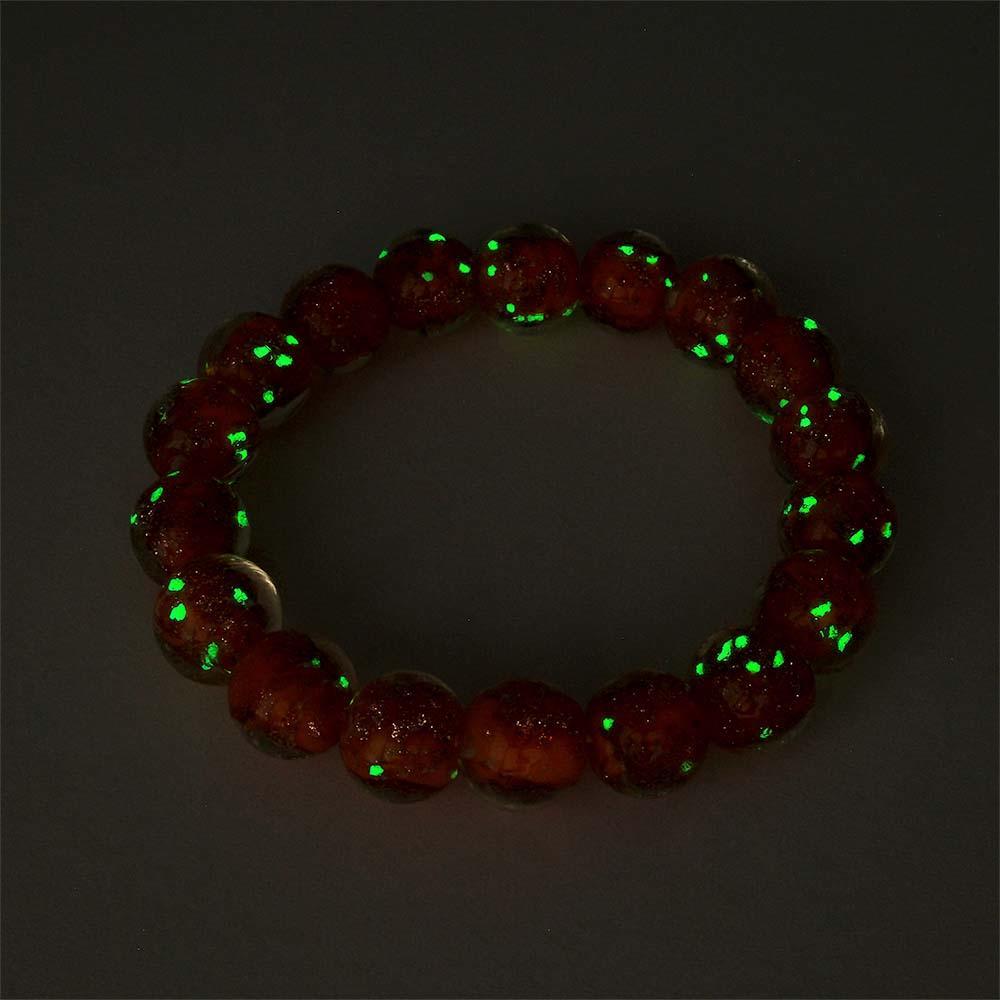 Bracelet De Perles Extensibles En Verre Luciole Orange Qui Brille Dans Le Bracelet Lumineux Sombre - votrecollierprenomfr