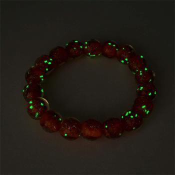 Bracelet De Perles Extensibles En Verre Luciole Orange Qui Brille Dans Le Bracelet Lumineux Sombre - votrecollierprenomfr