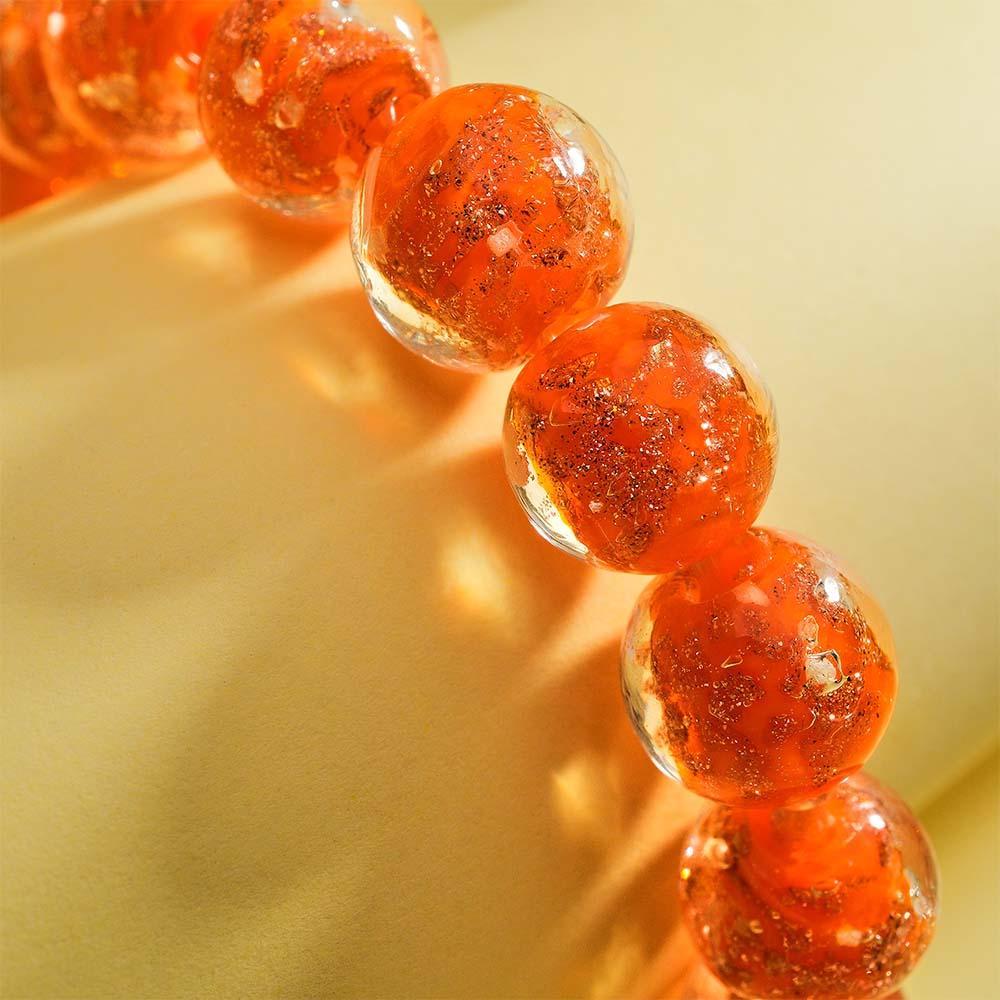 Bracelet De Perles Extensibles En Verre Luciole Orange Qui Brille Dans Le Bracelet Lumineux Sombre - votrecollierprenomfr
