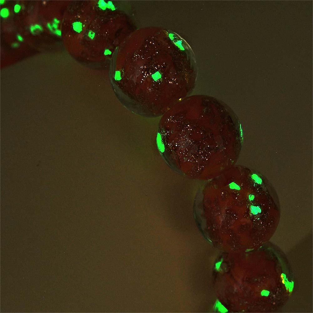 Bracelet De Perles Extensibles En Verre Luciole Orange Qui Brille Dans Le Bracelet Lumineux Sombre - votrecollierprenomfr