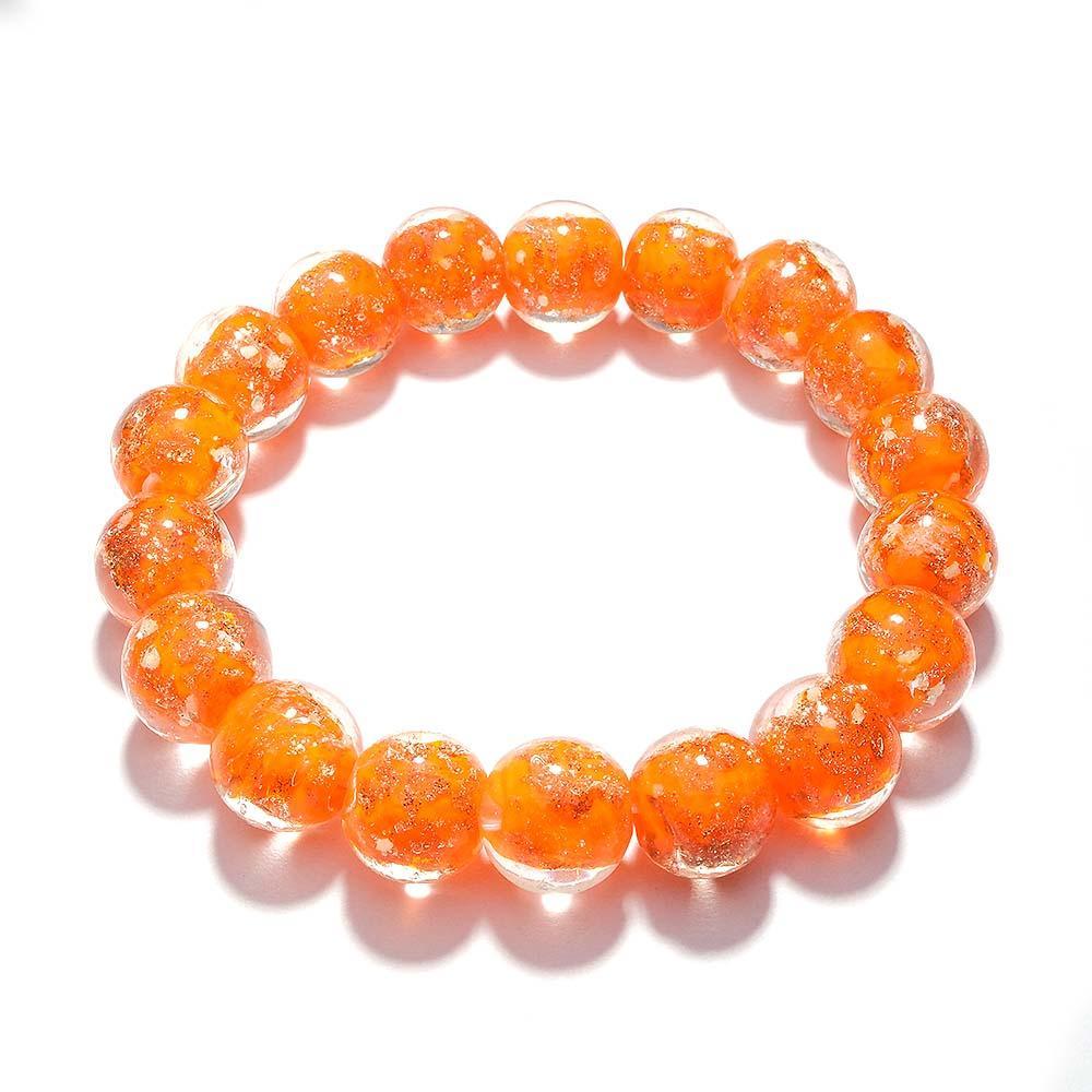Bracelet De Perles Extensibles En Verre Luciole Orange Qui Brille Dans Le Bracelet Lumineux Sombre - votrecollierprenomfr