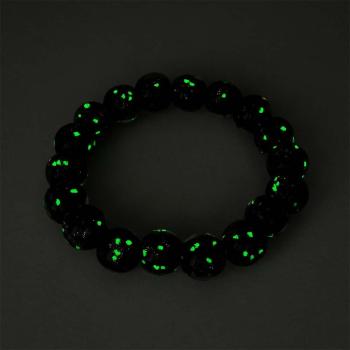 Bracelet De Perles Extensibles En Verre Luciole Noir, Brille Dans Le Noir, Bracelet Lumineux - votrecollierprenomfr