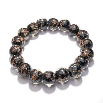 Bracelet De Perles Extensibles En Verre Luciole Noir, Brille Dans Le Noir, Bracelet Lumineux - votrecollierprenomfr