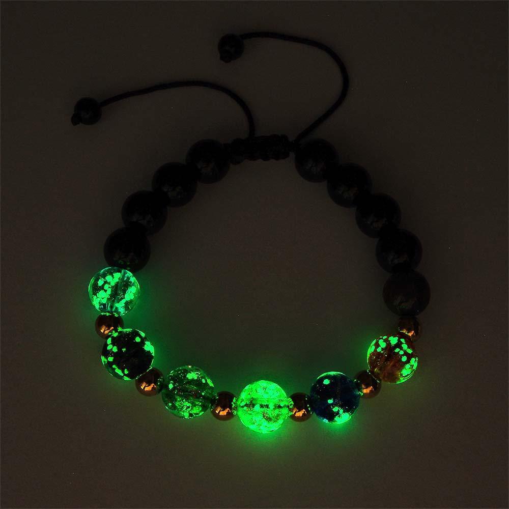 Bracelet Tressé En Verre Luciole, Perles Dorées Lumineuses, Six Couleurs, Brille Dans La Nuit - votrecollierprenomfr