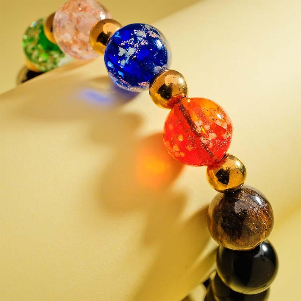 Bracelet Tressé En Verre Luciole, Perles Dorées Lumineuses, Six Couleurs, Brille Dans La Nuit - votrecollierprenomfr