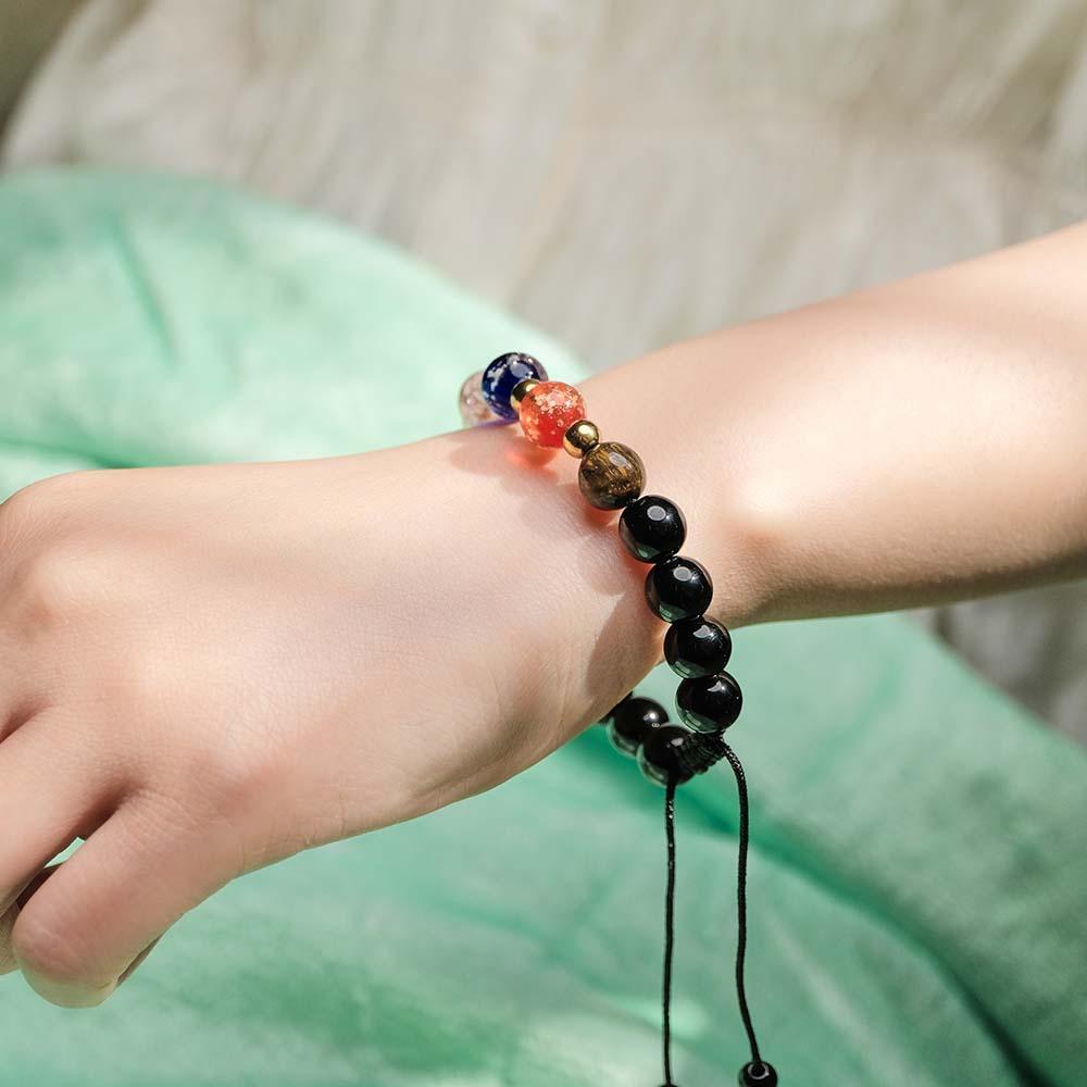 Bracelet Tressé En Verre Luciole, Perles Dorées Lumineuses, Six Couleurs, Brille Dans La Nuit - votrecollierprenomfr