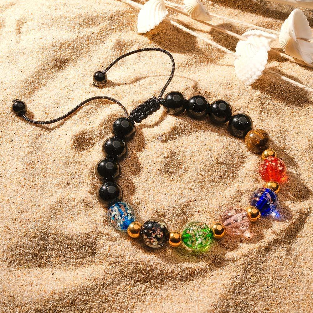 Bracelet Tressé En Verre Luciole, Perles Dorées Lumineuses, Six Couleurs, Brille Dans La Nuit - votrecollierprenomfr