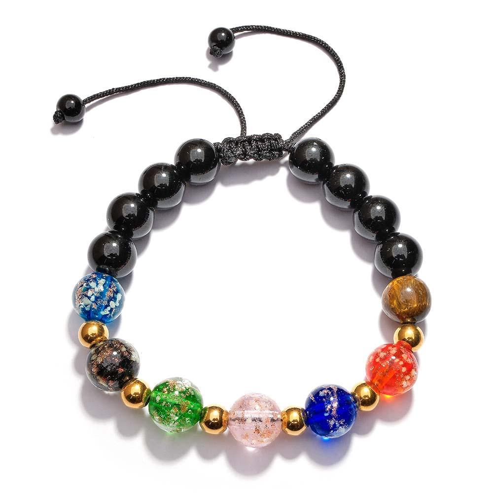 Bracelet Tressé En Verre Luciole, Perles Dorées Lumineuses, Six Couleurs, Brille Dans La Nuit - votrecollierprenomfr