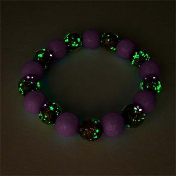 Bracelet De Perles Extensibles En Verre Luciole Violet, Brillant Dans Le Noir, Bracelet Lumineux - votrecollierprenomfr