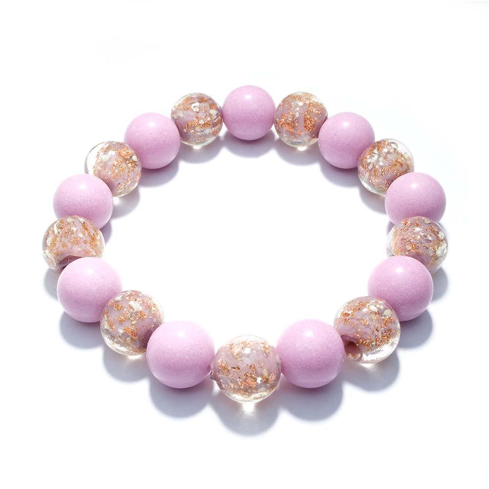 Bracelet De Perles Extensibles En Verre Luciole Violet, Brillant Dans Le Noir, Bracelet Lumineux - votrecollierprenomfr