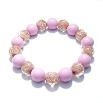 Bracelet De Perles Extensibles En Verre Luciole Violet, Brillant Dans Le Noir, Bracelet Lumineux - votrecollierprenomfr