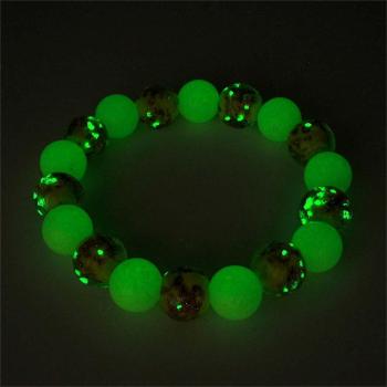 Bracelet De Perles Extensibles En Verre Luciole Jaune Qui Brille Dans Le Bracelet Lumineux Sombre - votrecollierprenomfr