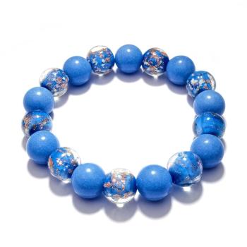 Bracelet De Perles Extensibles En Verre Luciole Bleu Foncé Qui Brille Dans Le Noir Bracelet Lumineux - votrecollierprenomfr