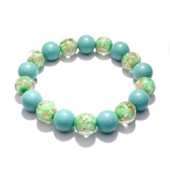 Bracelet De Perles Extensibles En Verre Luciole Vert Armée, Brille Dans Le Noir, Lumineux - votrecollierprenomfr