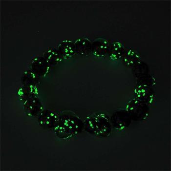 Bracelet De Perles Extensibles En Verre Luciole Cœur À Cœur Noir, Bracelet Lumineux Qui Brille Dans Le Noir - votrecollierprenomfr