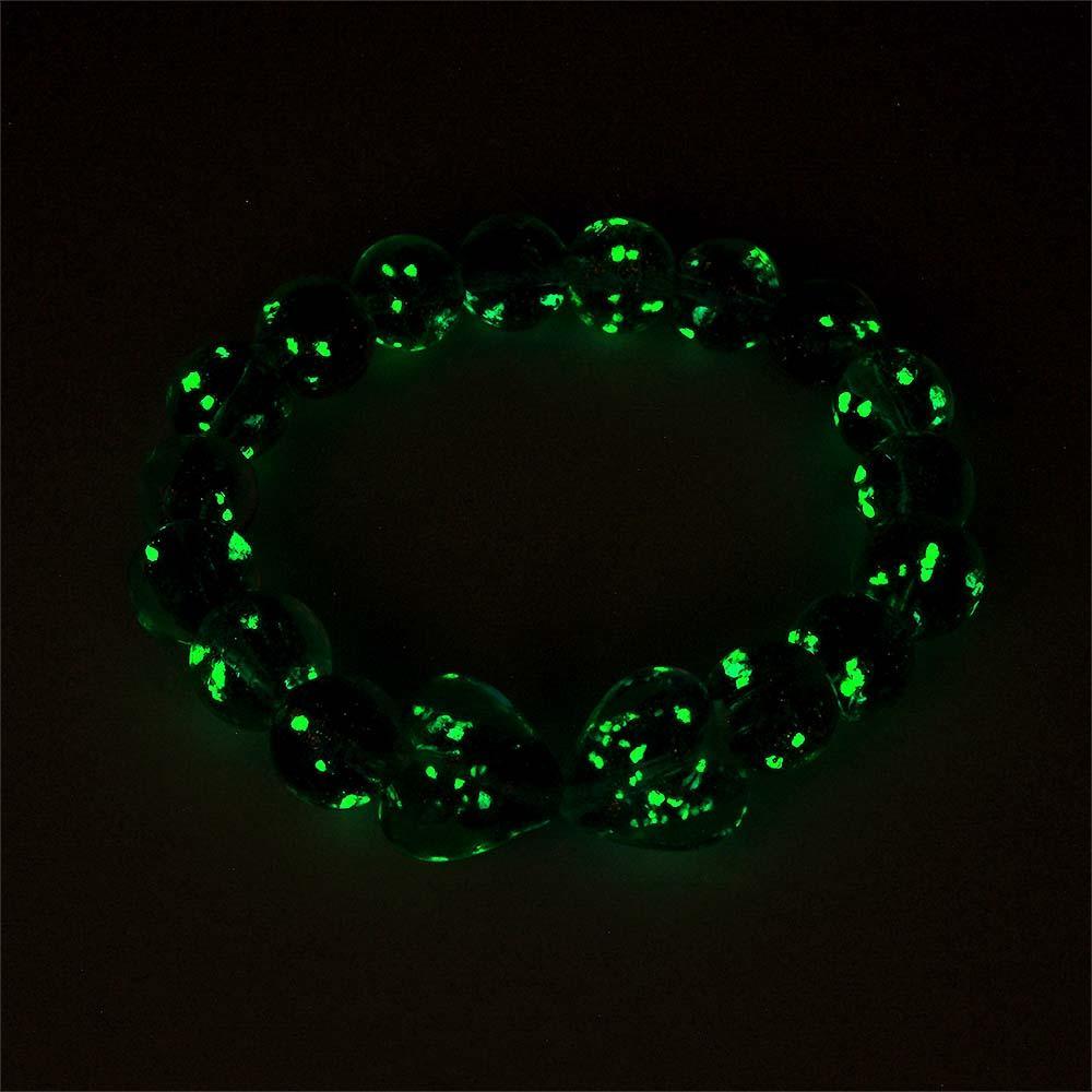 Bracelet De Perles Extensibles En Verre Luciole Cœur À Cœur Bleu Marine, Bracelet Lumineux Qui Brille Dans Le Noir - votrecollierprenomfr