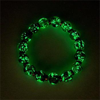 Bracelet Perlé Extensible En Verre Luciole Bleu Fleuri Qui Brille Dans Le Bracelet Lumineux Sombre - votrecollierprenomfr