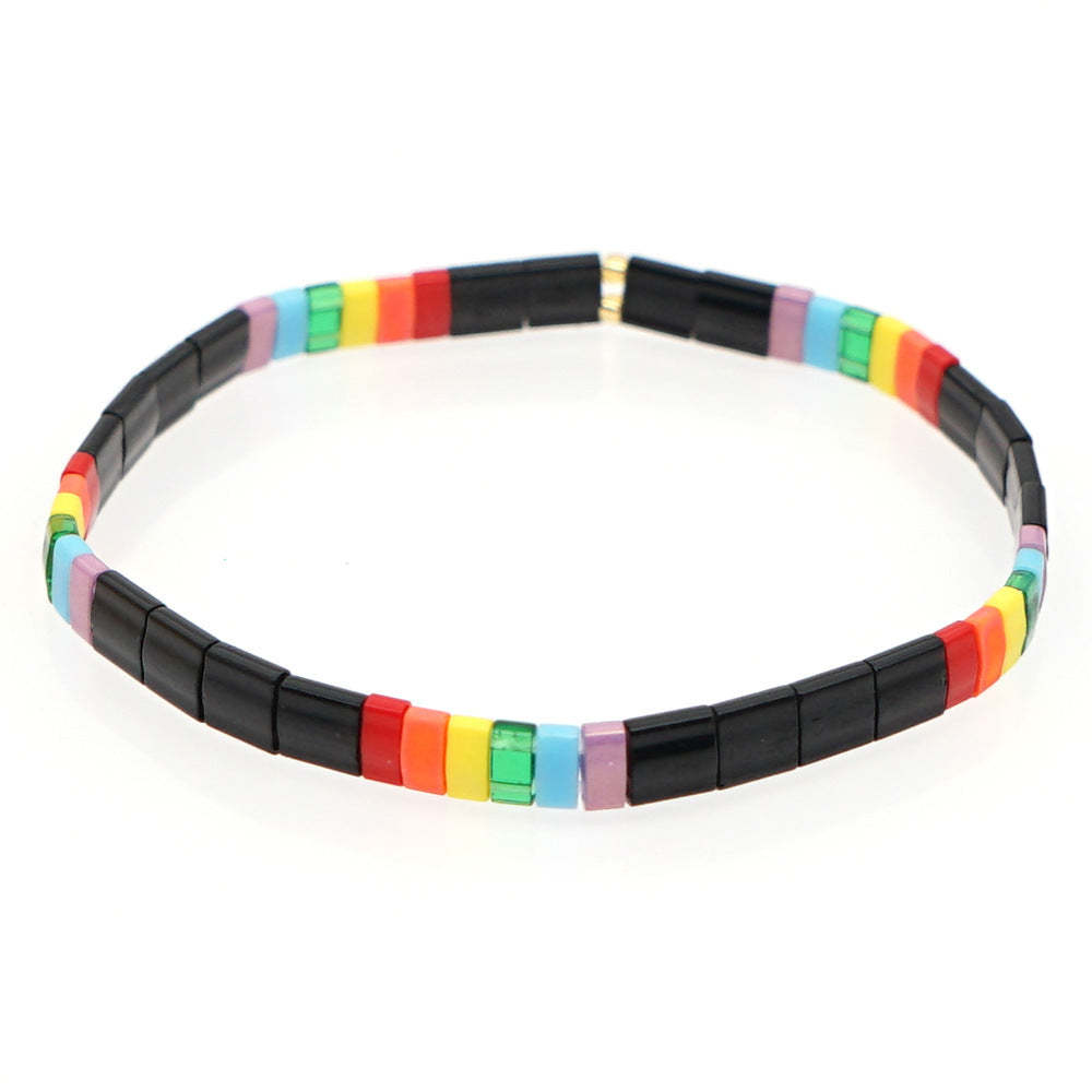 Tila Bracelet Rainbow Colors Cadeau Fabriqué À La Main Pour Les Amateurs De Bijoux - votrecollierprenomfr