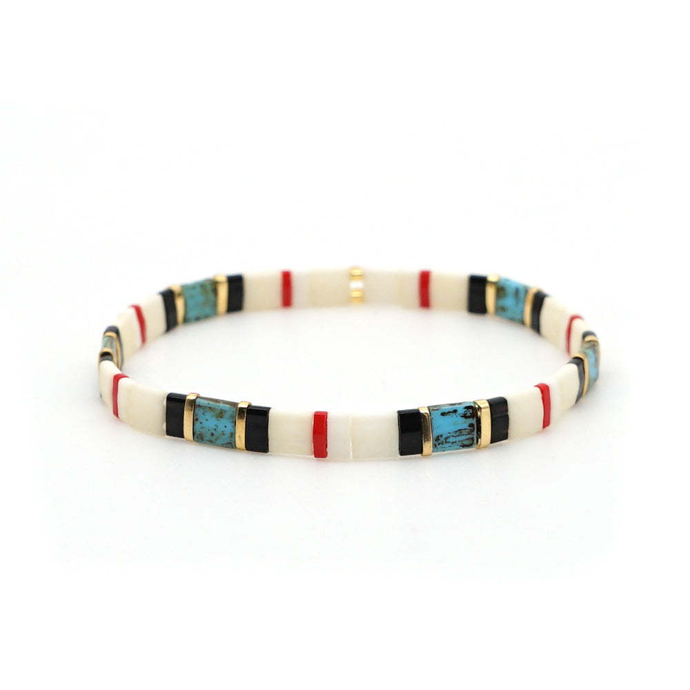 Bracelet De Perles Tila Bleu Et Blanc, Bracelets À La Mode Vintage, Cadeau - votrecollierprenomfr