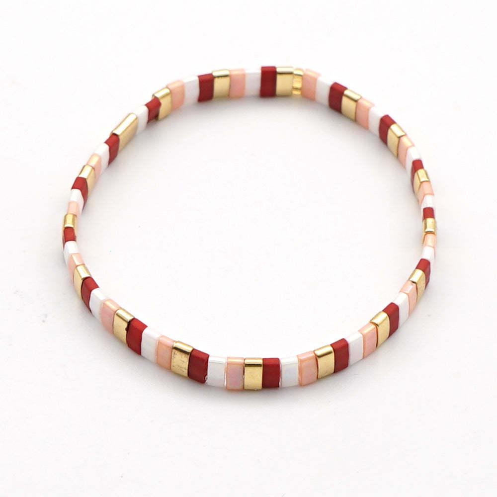 Bracelet De Perles Tila Rouge Et Rose, Bracelets À La Mode Vintage, Cadeau - votrecollierprenomfr