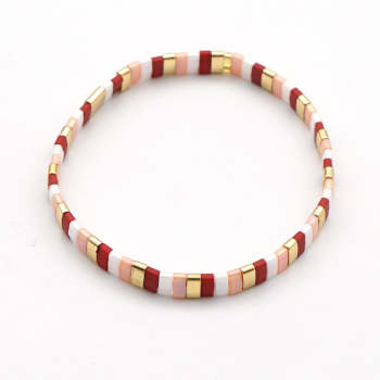 Bracelet De Perles Tila Rouge Et Rose, Bracelets À La Mode Vintage, Cadeau - votrecollierprenomfr
