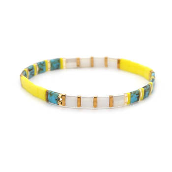 Bracelet De Perles Tila Bleu Et Jaune, Bracelets À La Mode Vintage, Cadeau - votrecollierprenomfr