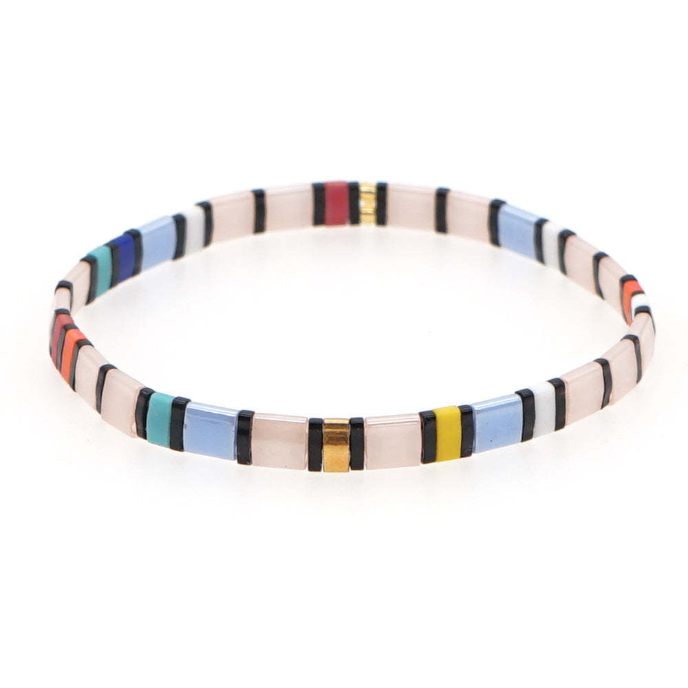 Bracelet De Perles Tila, Noir Et Rose, À La Mode, Cadeau - votrecollierprenomfr