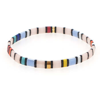 Bracelet De Perles Tila, Noir Et Rose, À La Mode, Cadeau - votrecollierprenomfr