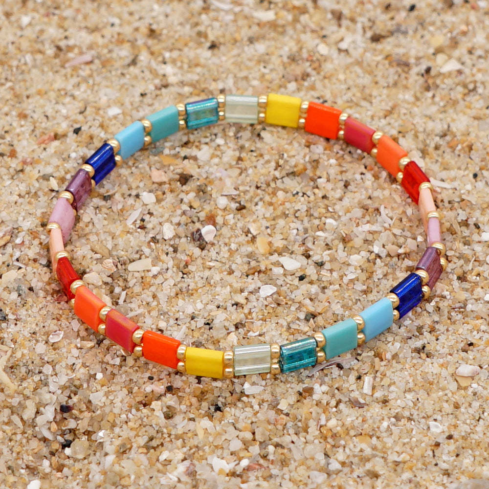 Tila Bracelet Rainbow Colors Cadeau Fabriqué À La Main Pour Les Amateurs De Bijoux - votrecollierprenomfr