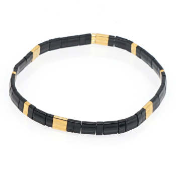 Bracelet De Perles Tila Noir Et Or, Bracelets À La Mode Vintage, Cadeau - votrecollierprenomfr