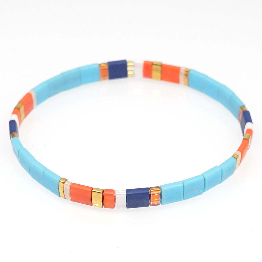 Bracelet De Perles Tila Orange Et Bleu, Vintage, À La Mode, Cadeau - votrecollierprenomfr