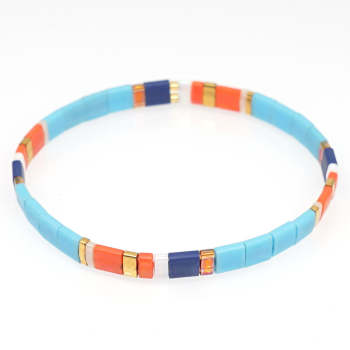 Bracelet De Perles Tila Orange Et Bleu, Vintage, À La Mode, Cadeau - votrecollierprenomfr