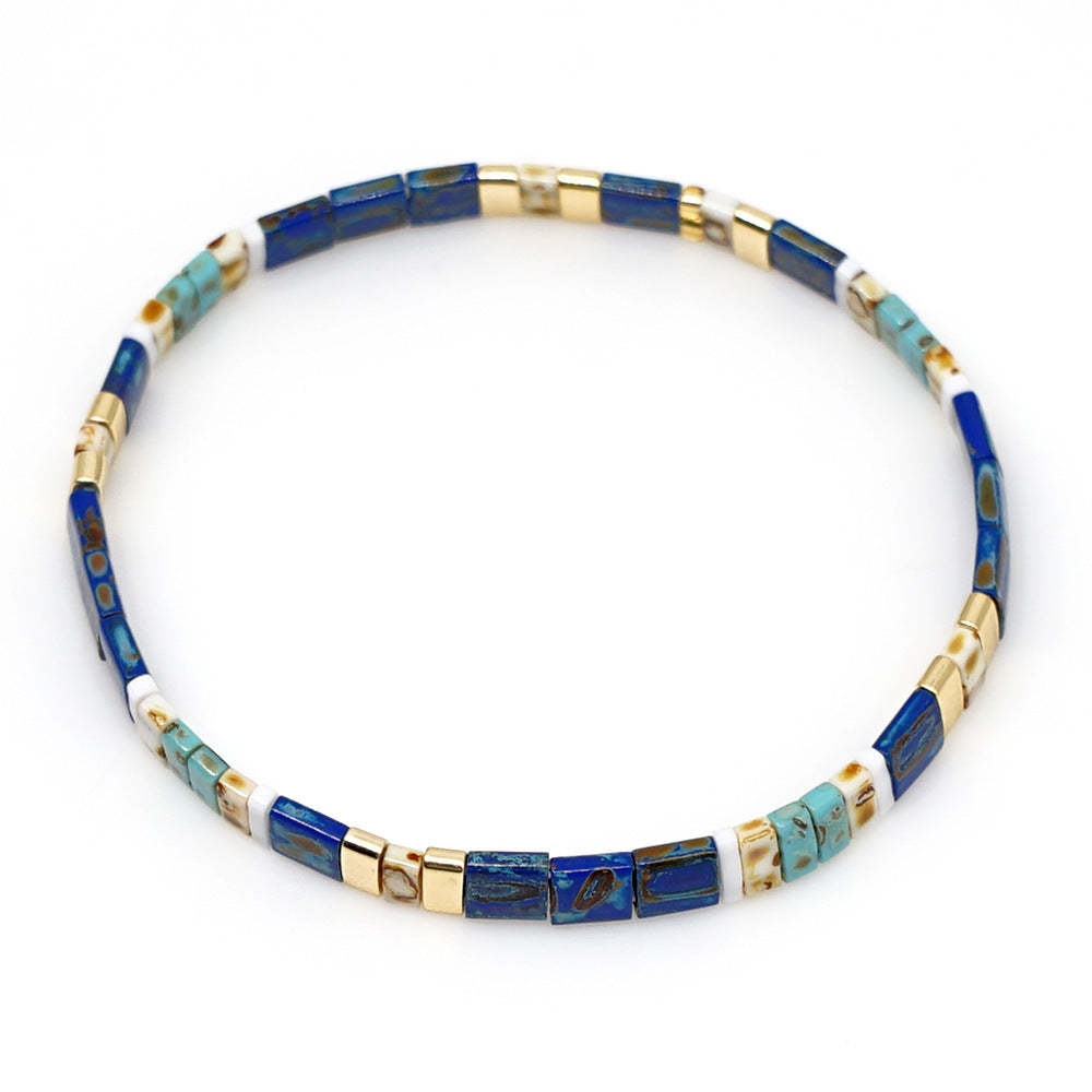 Bracelet Tila Bleu, Cadeau Artisanal Vintage À La Mode Pour Les Amateurs De Bijoux - votrecollierprenomfr