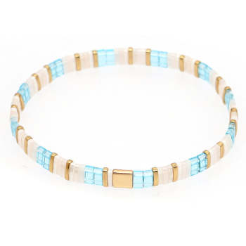 Bracelet De Perles Tila Bleu Et Or, Bracelets À La Mode Vintage, Cadeau - votrecollierprenomfr