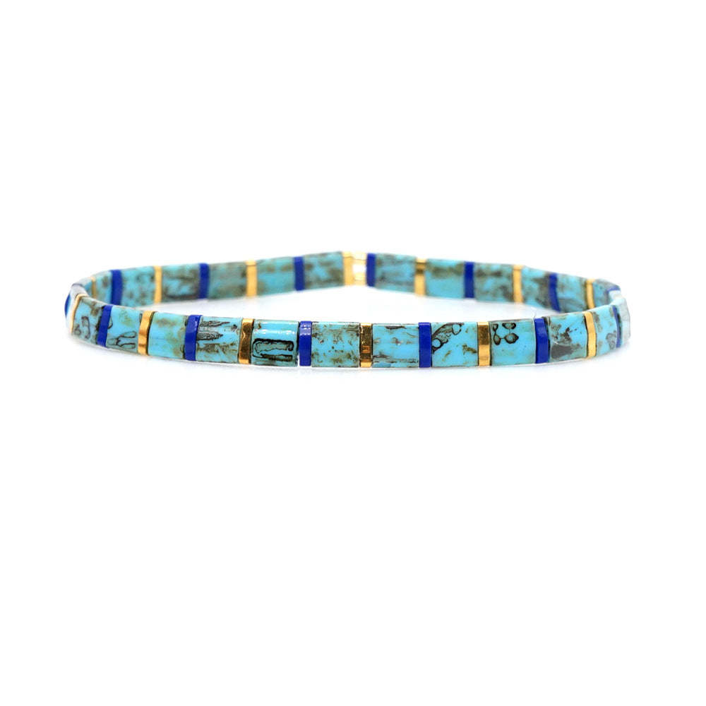 Bracelet Tila Bleu, Cadeau Artisanal Vintage À La Mode Pour Les Amateurs De Bijoux - votrecollierprenomfr
