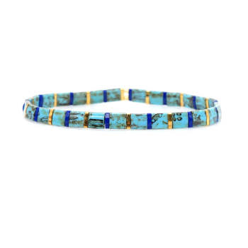 Bracelet Tila Bleu, Cadeau Artisanal Vintage À La Mode Pour Les Amateurs De Bijoux - votrecollierprenomfr