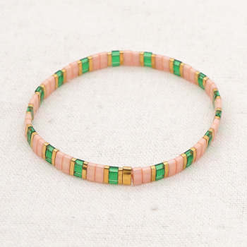 Bracelet De Perles Tila Vert Et Rose, Bracelets À La Mode Vintage, Cadeau - votrecollierprenomfr