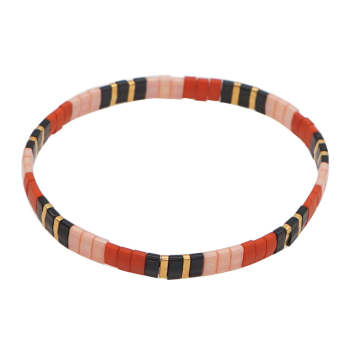 Bracelet De Perles Tila Rouge Et Noir, Bracelets À La Mode Vintage, Cadeau - votrecollierprenomfr