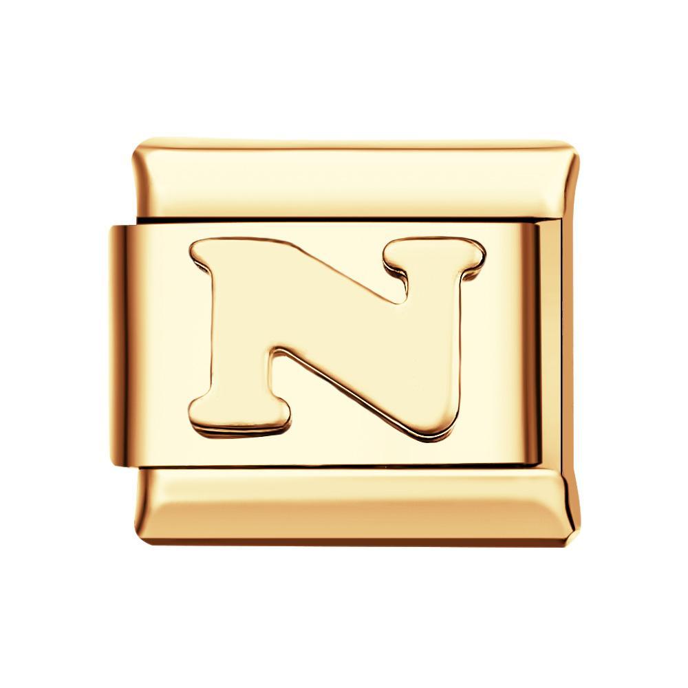 Alphabet N - Charm Italien Doré Pour Bracelets À Charms Italiens Lien Composable - votrecollierprenomfr