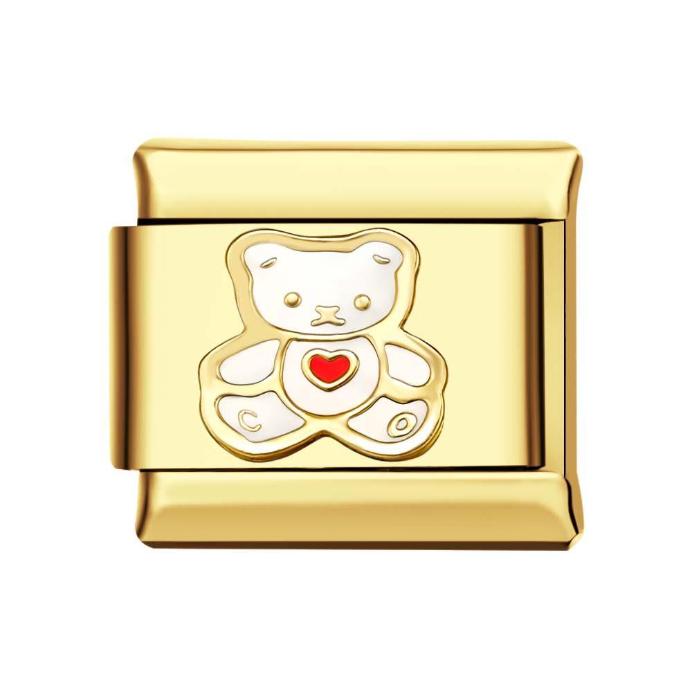 Charm Italien Ours Blanc Or Pour Bracelets À Charms Italiens Lien Composable - votrecollierprenomfr