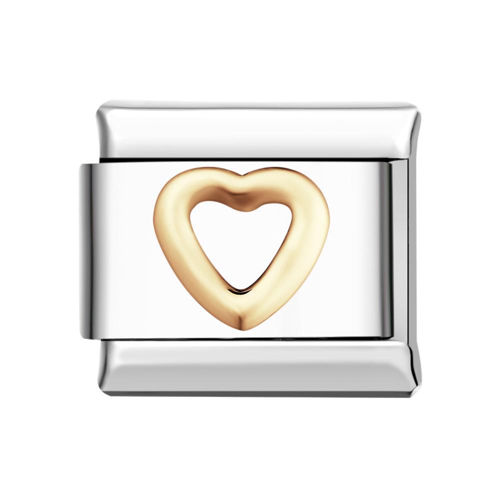 Charm Italien Coeur Doré Pour Bracelets Charms Italiens Lien Composable - votrecollierprenomfr