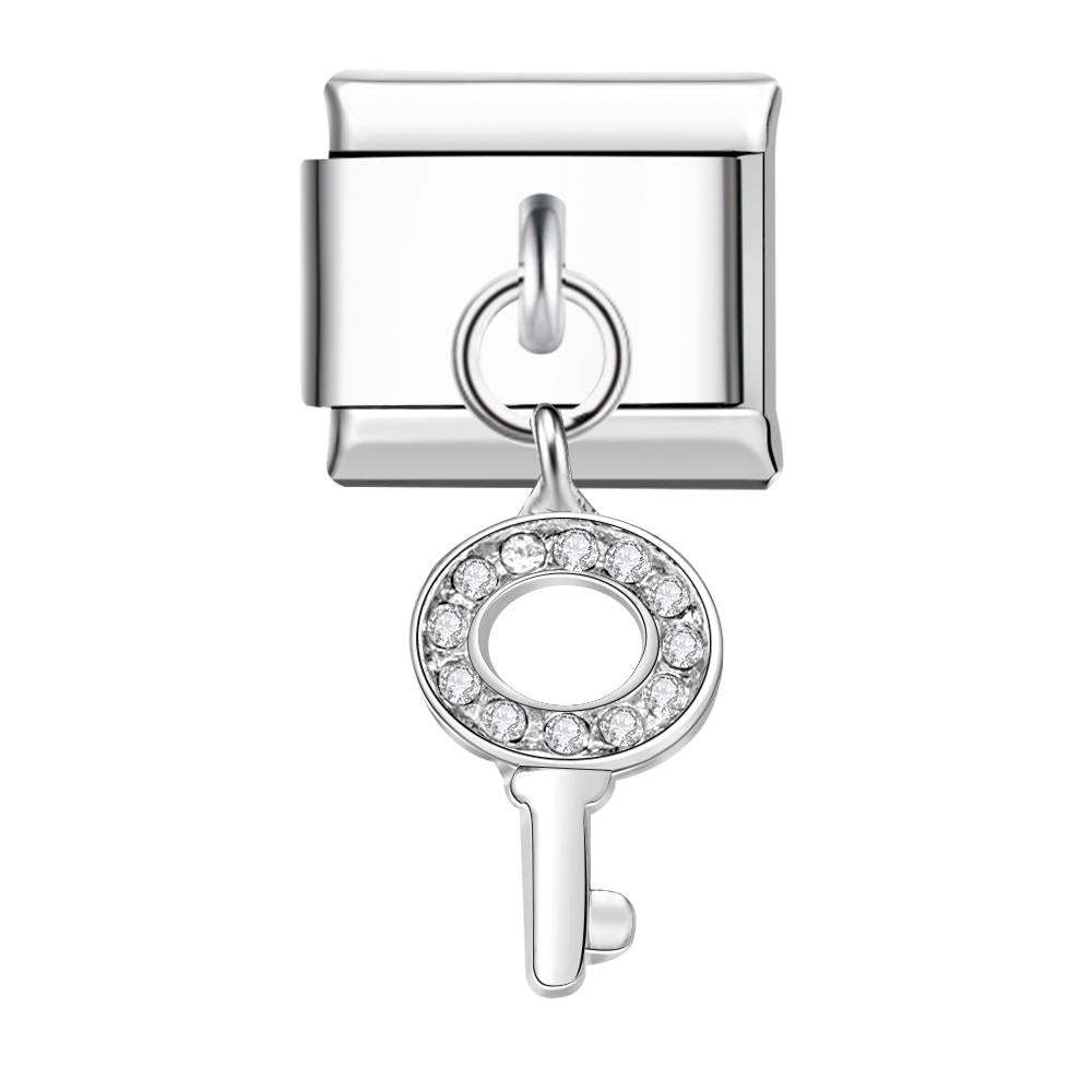 Charm Italien Clé Creuse Pour Bracelets À Breloques Italiens Lien Composable - votrecollierprenomfr