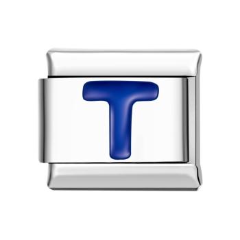 Charm Italien T Bleu Pour Bracelets À Charms Italiens Lien Composable - votrecollierprenomfr