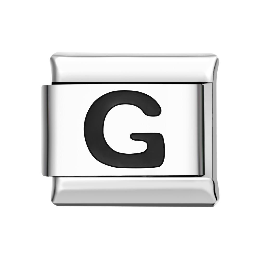 Letter A-Black Italian Charm For Italian Charm Bracelets Composable Link - NameNecklace