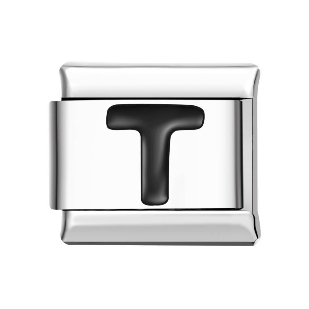 Letter A-Black Italian Charm For Italian Charm Bracelets Composable Link - NameNecklace