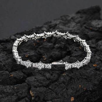 Bracelet De Tennis En Zircone Avec Fermoir À Ressort, Chaîne À Une Rangée - votrecollierprenomfr