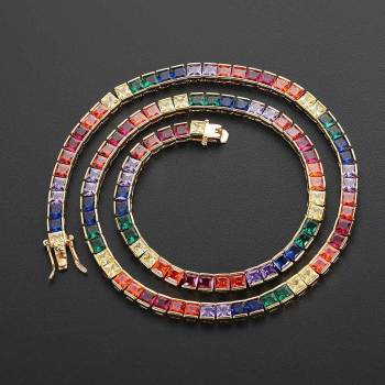 Collier De Tennis Multicolore À Une Rangée - votrecollierprenomfr